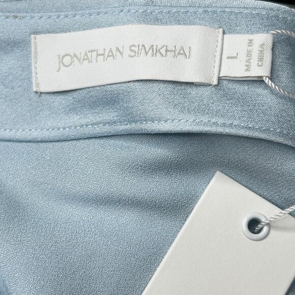 Jonathan Simkhai The Diane Satin Off Shoulder Top in Light Sky Women's Large NWT - Picture 4 of 11